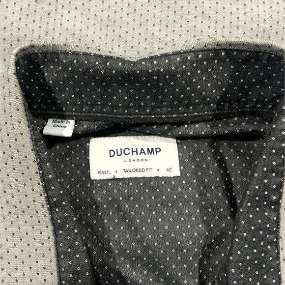 Duchamp Casual Patterned Formal Shirt Mens Tailored Fit Collar Gray Size 16.5 L - Picture 3 of 7